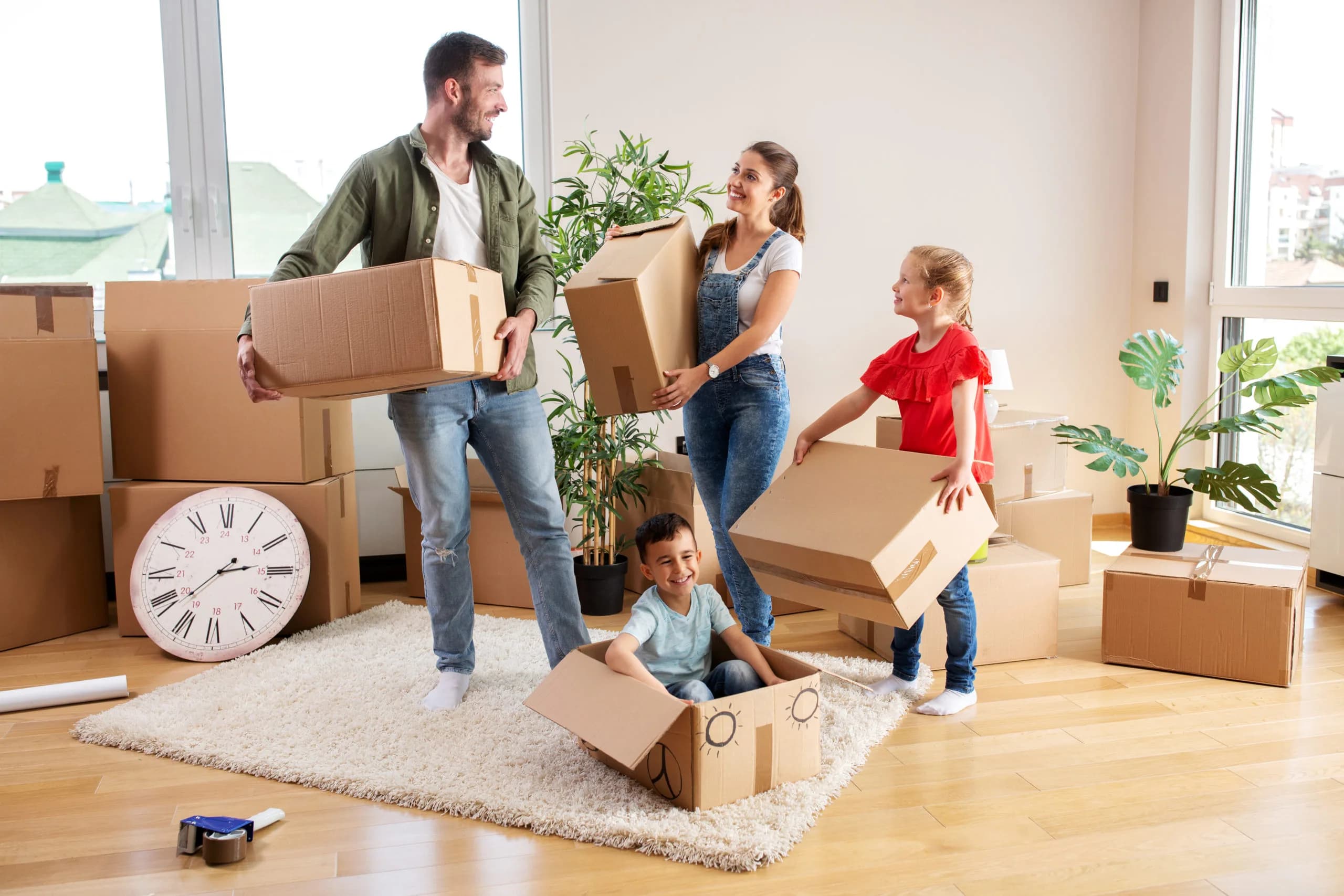 Houston home in transition — moving boxes signaling a new chapter