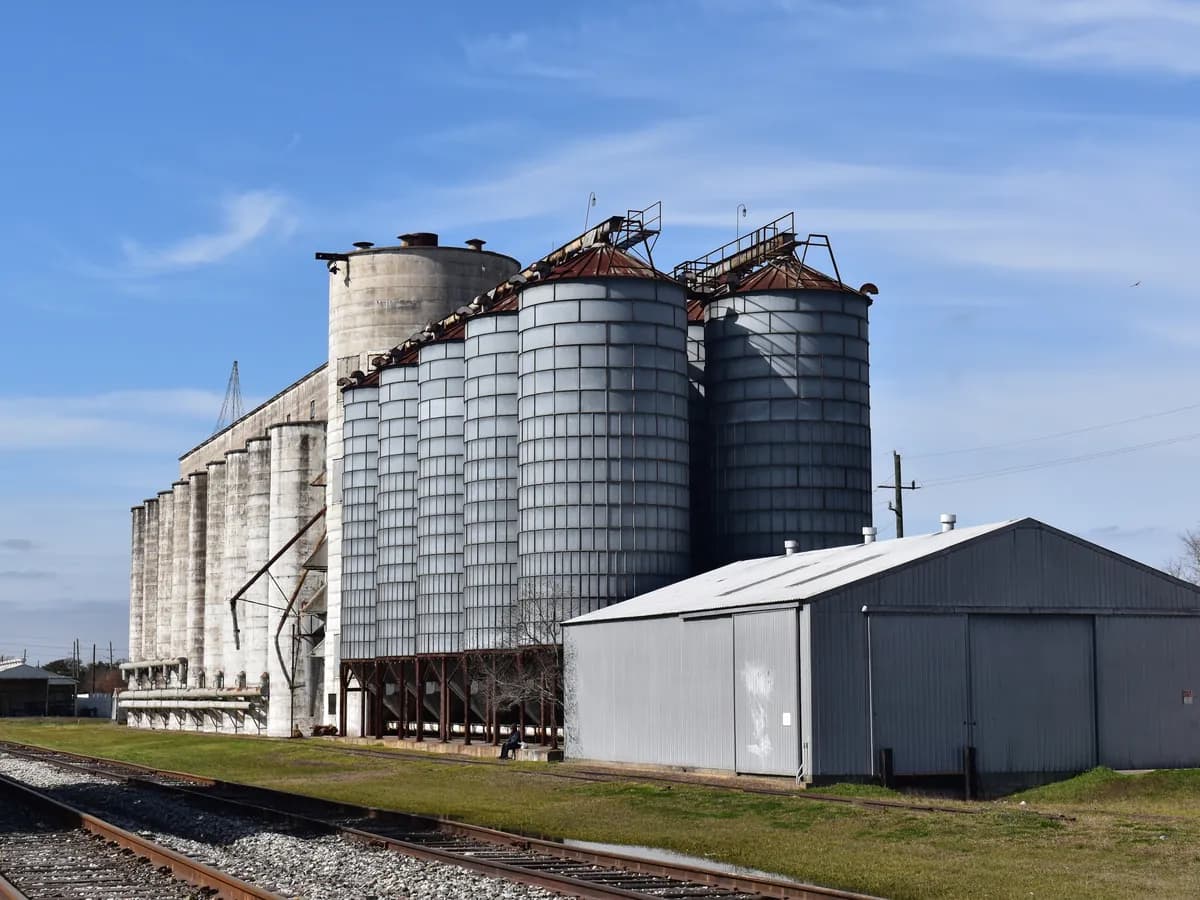 Historic grain silos in Katy, Texas
